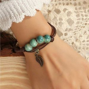 Beaded leather bracelet